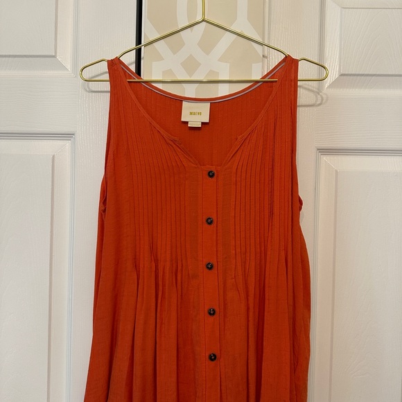 Maeve Tops - Maeve — Orange Sleeveless V-Neck Flowy Blouse — Size 10 — Anthropologie